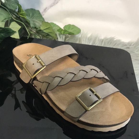 5🌟Review Braided Strap Buckle Taupe Womens Sandal - Picture 6 of 8
